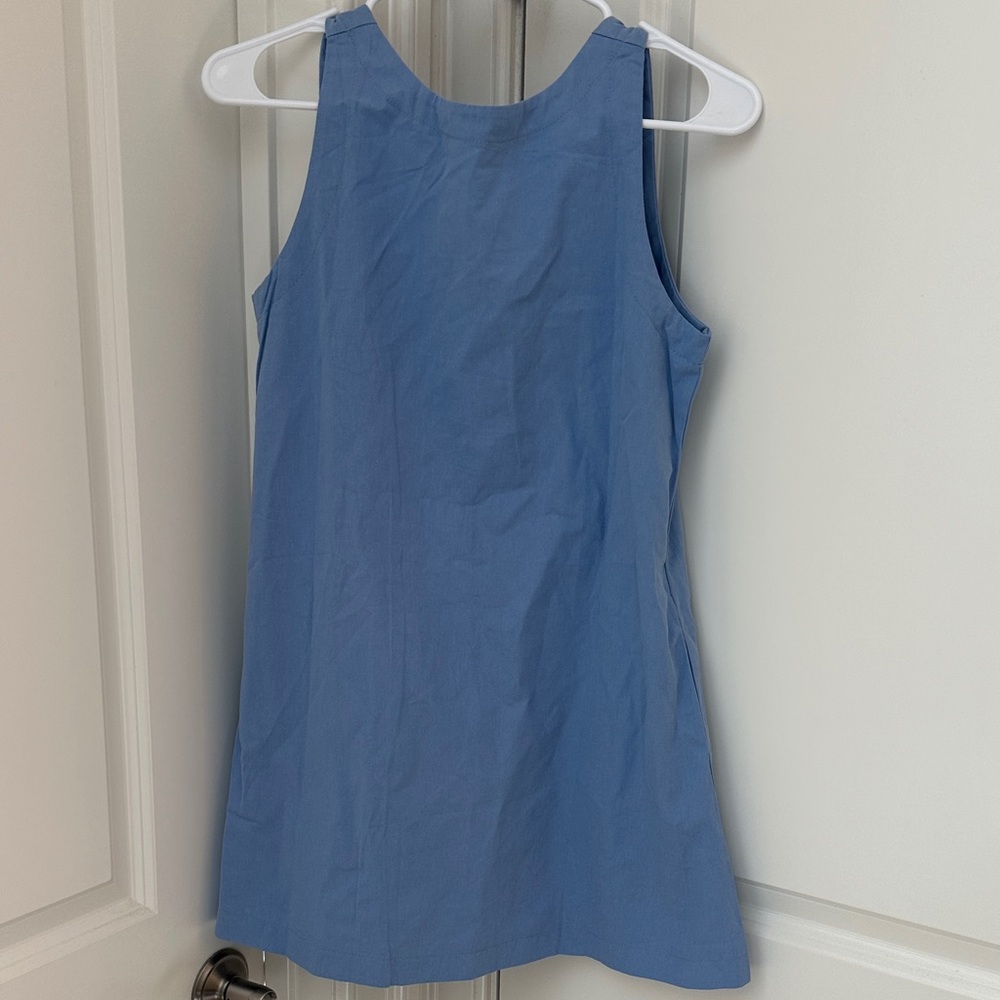 Blue Sleeveless Dress with a Scooped Back and Pockets NWOT - Picture 1 of 4